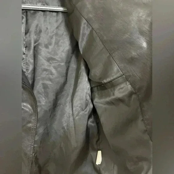 ChouYatou Men's Black Faux Leather Jacket Size: XS - Picture 12 of 16